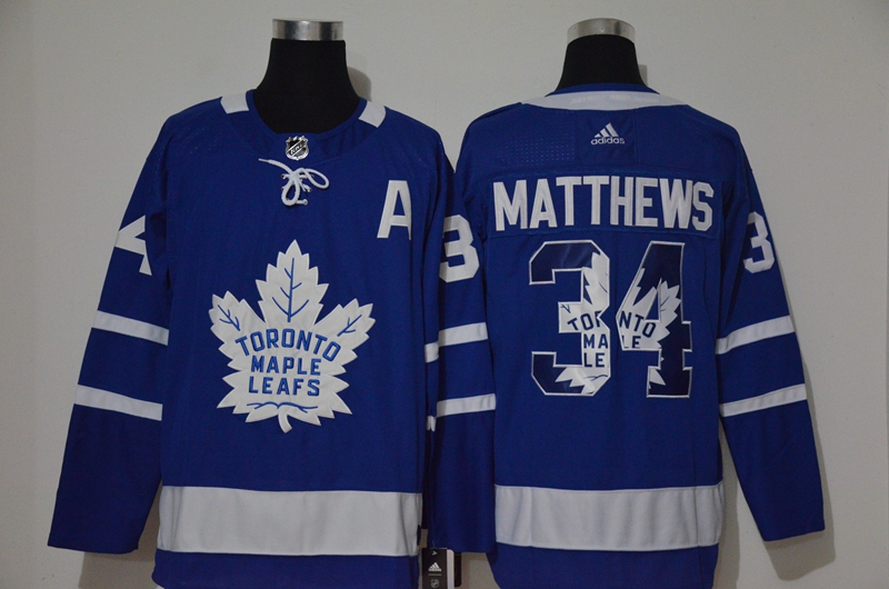Cheap NHL Men Toronto Maple Leafs 34 Matthews blue Adidas Jerseys print